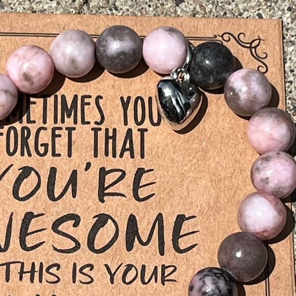 Stone Bracelet New You are Awesome  Positive Affirmation Stretches Gift Present - Picture 2 of 3